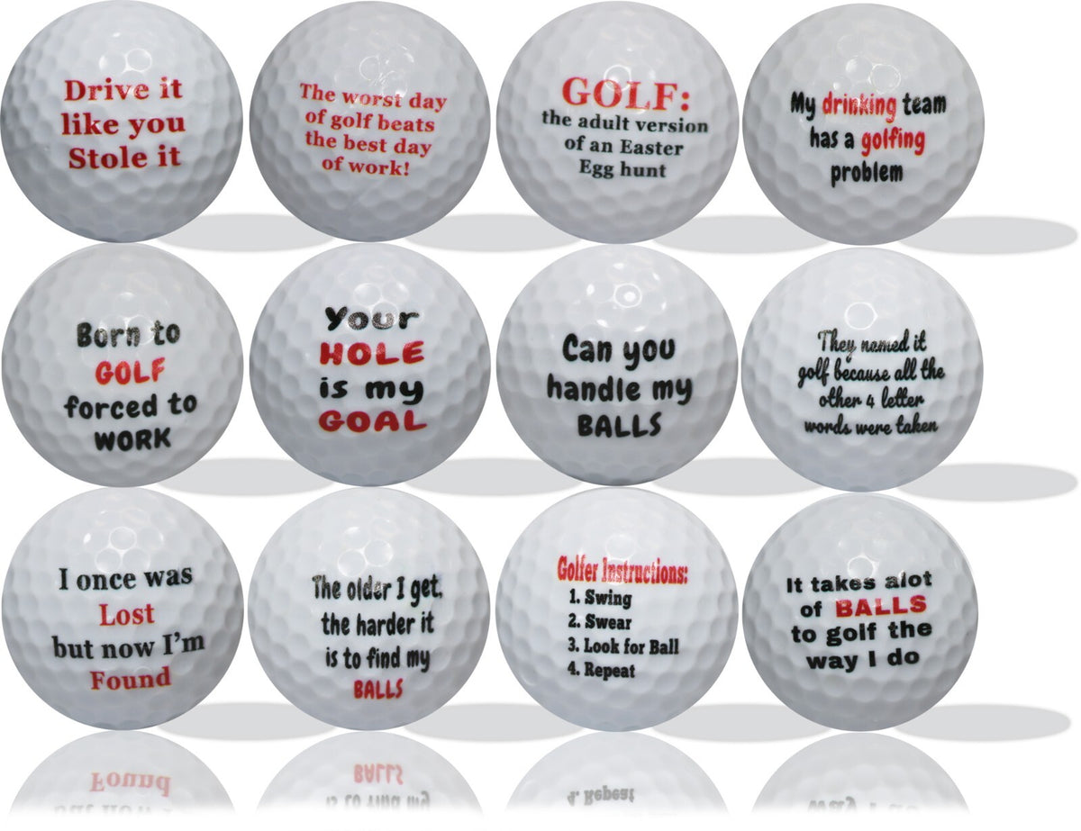 Golf Balls 12 Pack - Custom Printed Novelty Golf Balls for Playing & Gifts