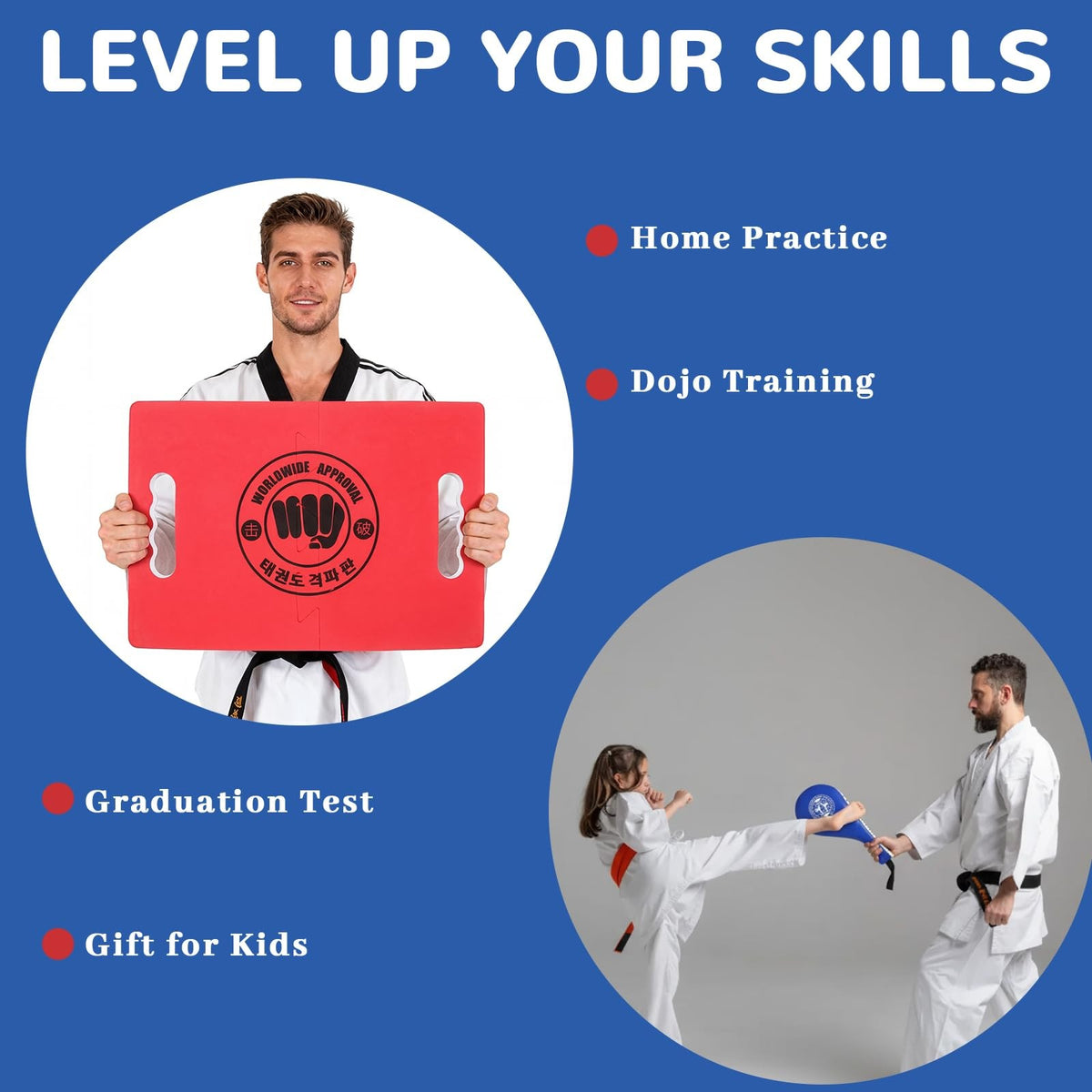 Martial Arts Training Set with Rebreakable Breaking Board and Kick Target Pad