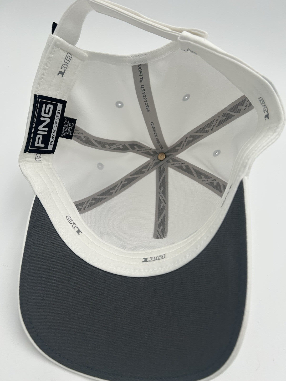 Men's Golf Hat Flexfit Delta Adjustable Strap White Lightweight Cap