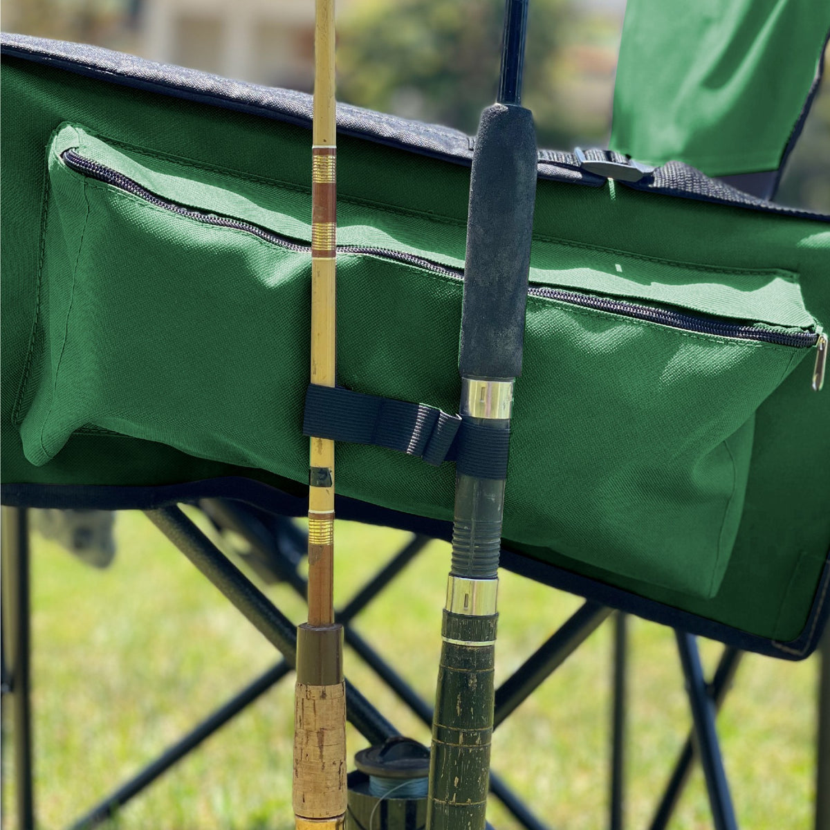 Portable Folding Fishing Chair with Rod Holder, Cooler & Ruler