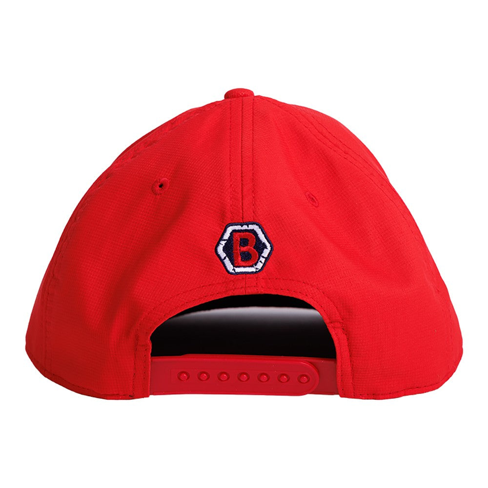 Red Snapback Hat with Embroidered Patch - Adjustable Structured Cap