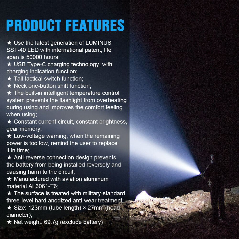 Rechargeable Tactical LED Flashlight Waterproof 1800 Lumens