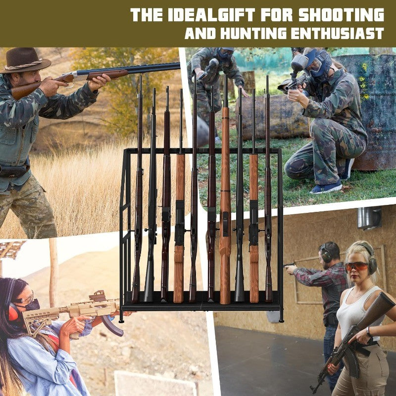 Freestanding Gun Rack for 10 Firearms Adjustable Height Home & Garage Storage
