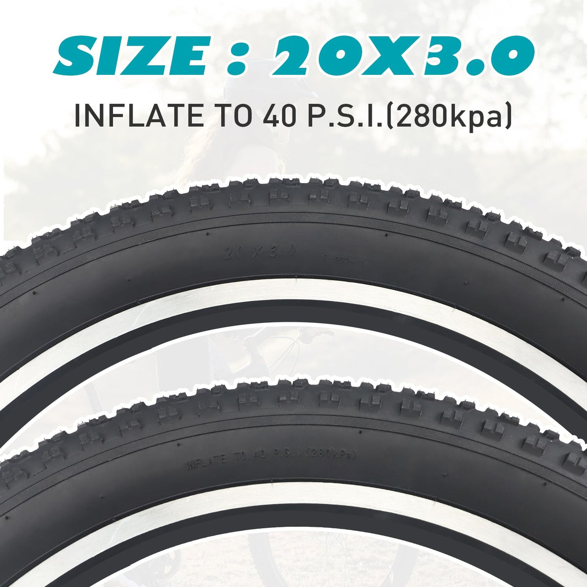 20x3 Electric Bike Tires Heavy Duty Wear-Resistant 2 Pack for Fat Bikes