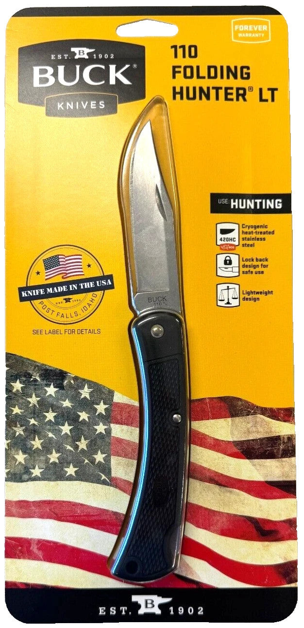 Buck 110 Folding Hunter LT Knife with Sheath - Lightweight, Full-Size Pocket Knife
