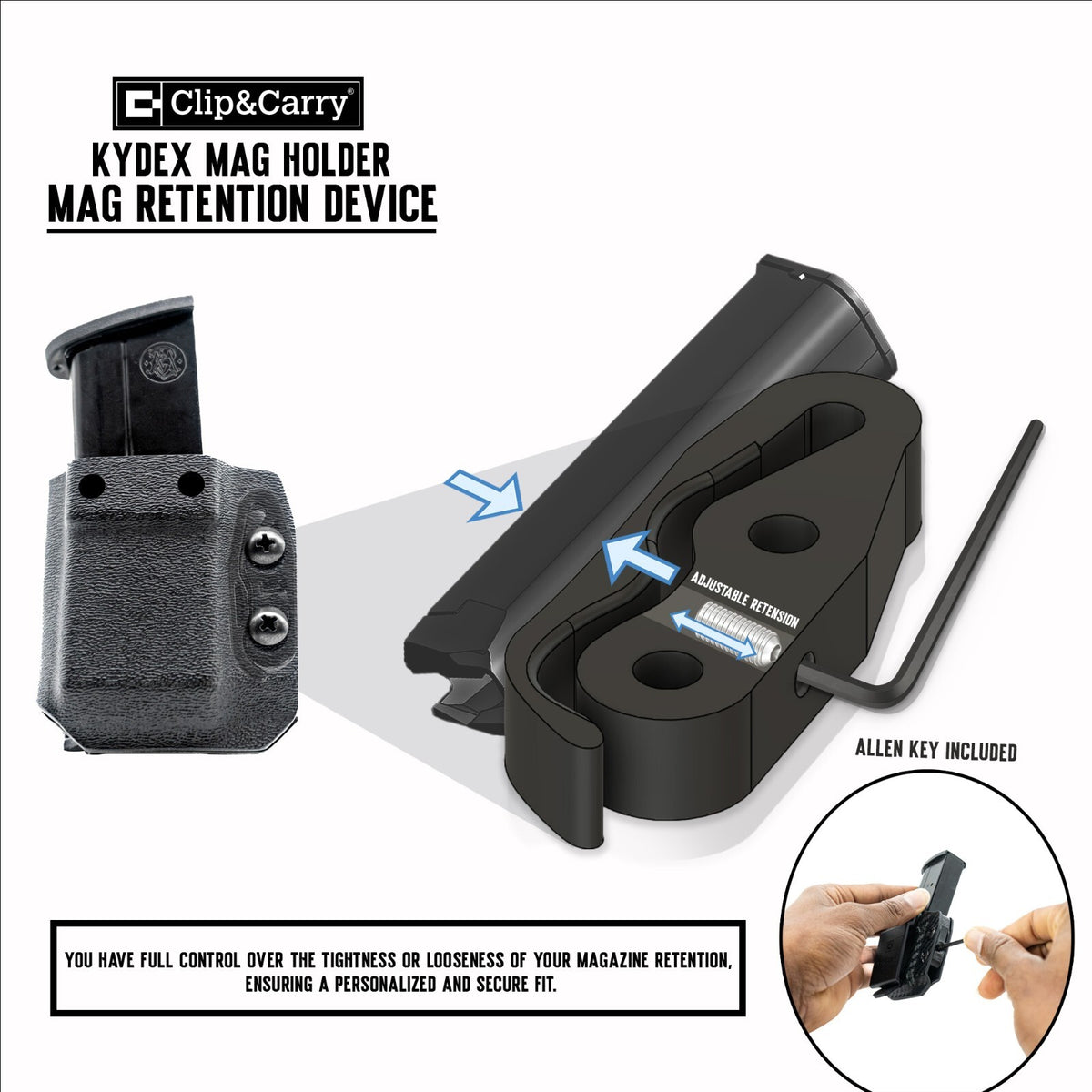 Reversible Kydex Pistol Magazine Holster Belt Carrier for Concealed Carry