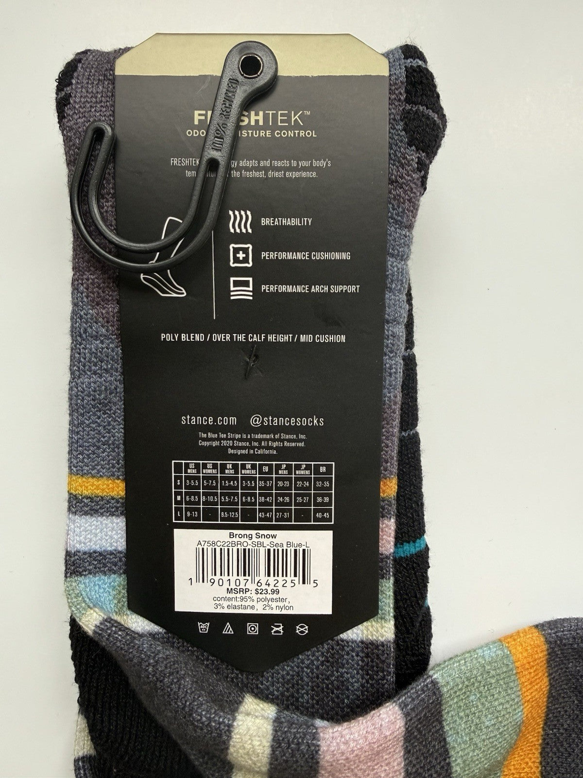 Men's Snowboard Socks with Arch Support & Durability - Large Size