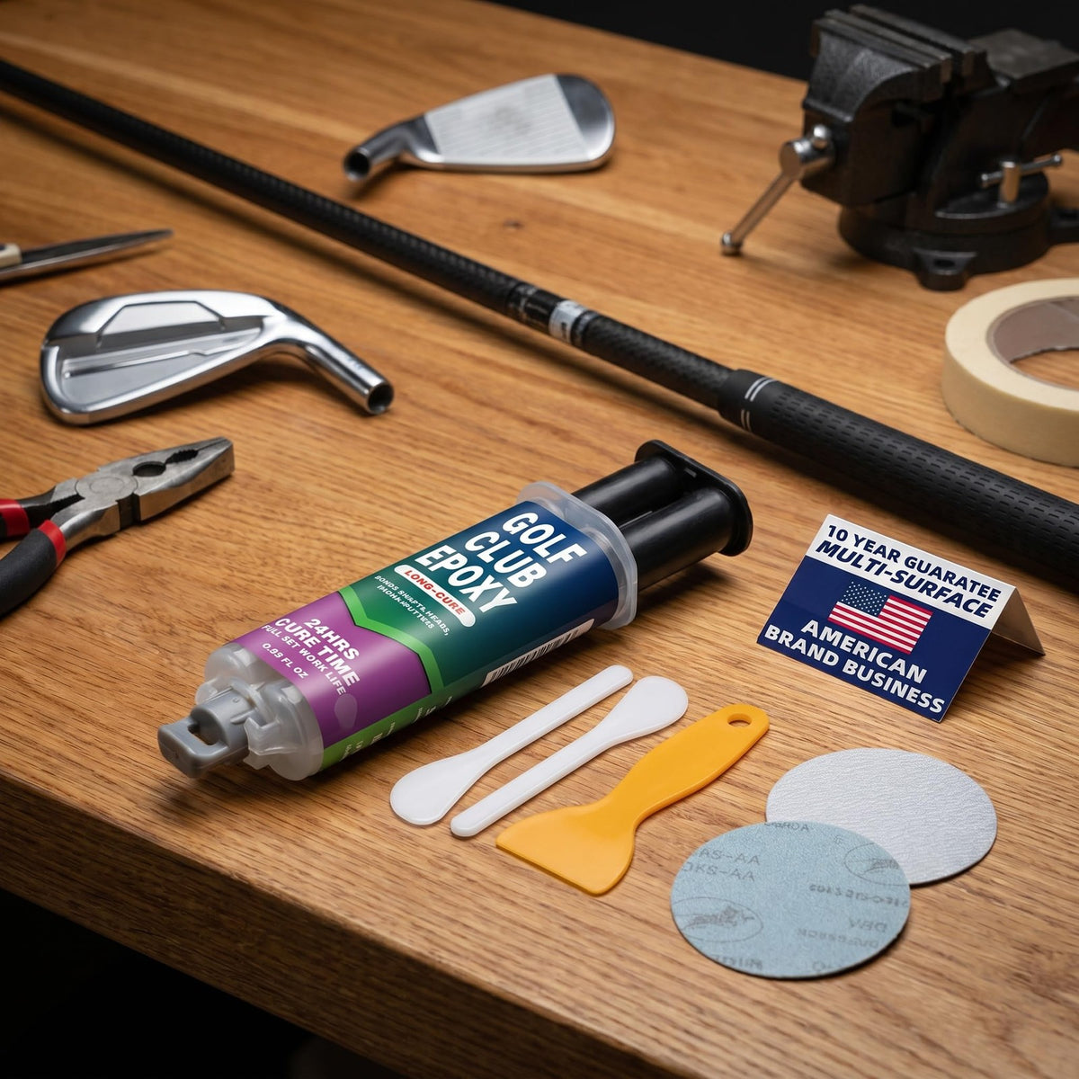 Golf Club Epoxy Glue - 20 Min Work Time, Long Cure for Shaft & Head Repair