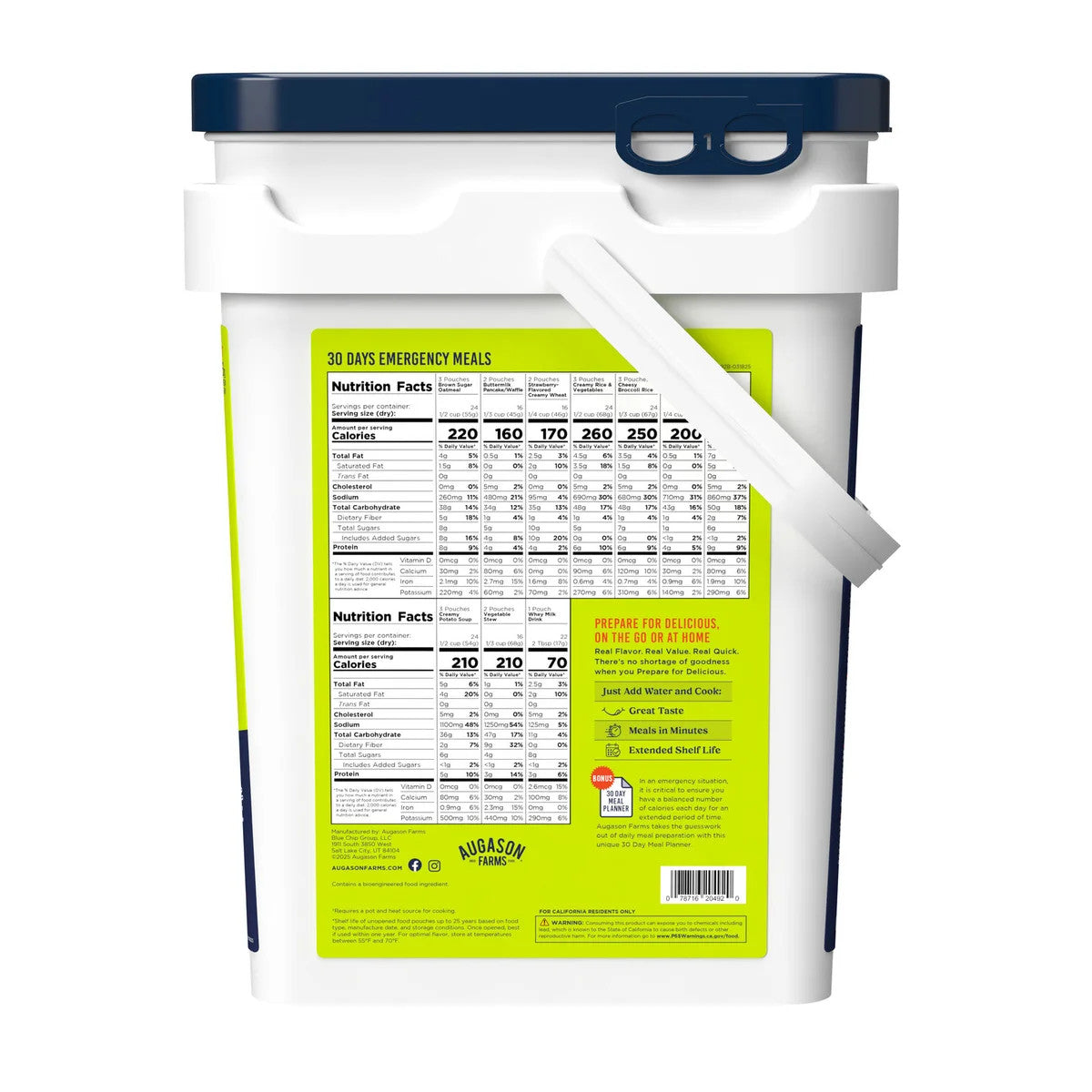 Emergency Food Supply Bucket & 72-Hour Kit - 212 Servings, Long Shelf Life