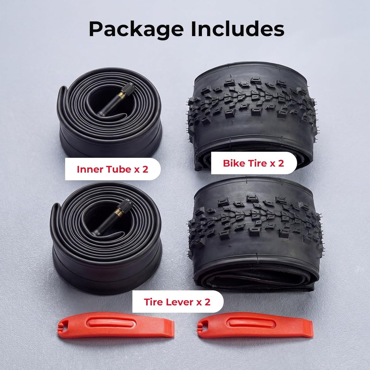 Mountain Bike Tires 26x2.2 Inch with Inner Tubes & Tire Levers - All-Terrain Puncture Protection