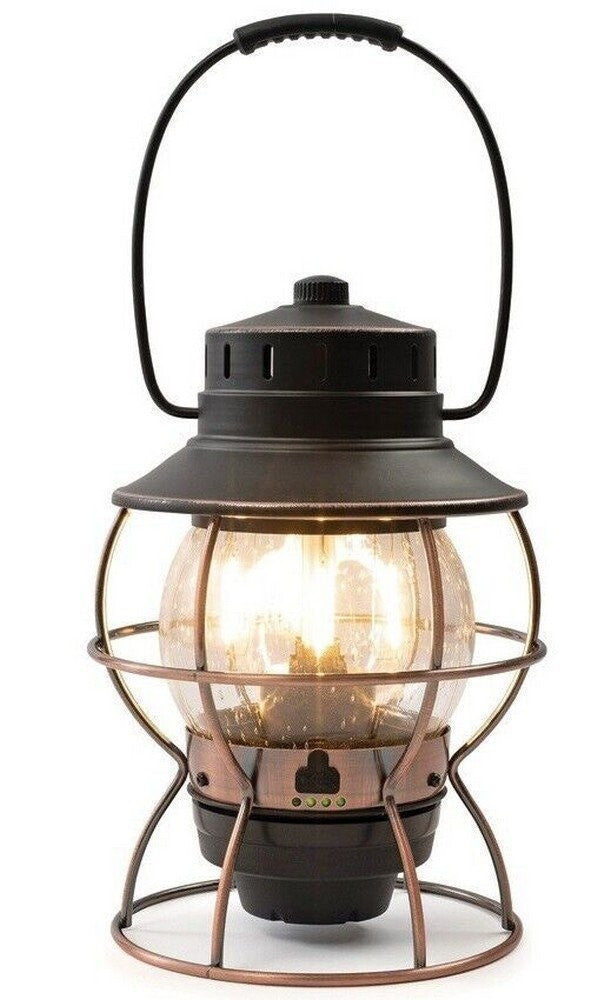 Rechargeable Vintage-Style Railroad Lantern 9.5 Inch Steel & Copper