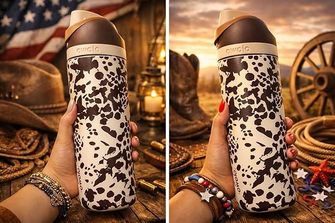 32oz Stainless Steel Water Bottle with Leak-Proof FreeSip Cap - Cowgirl Color