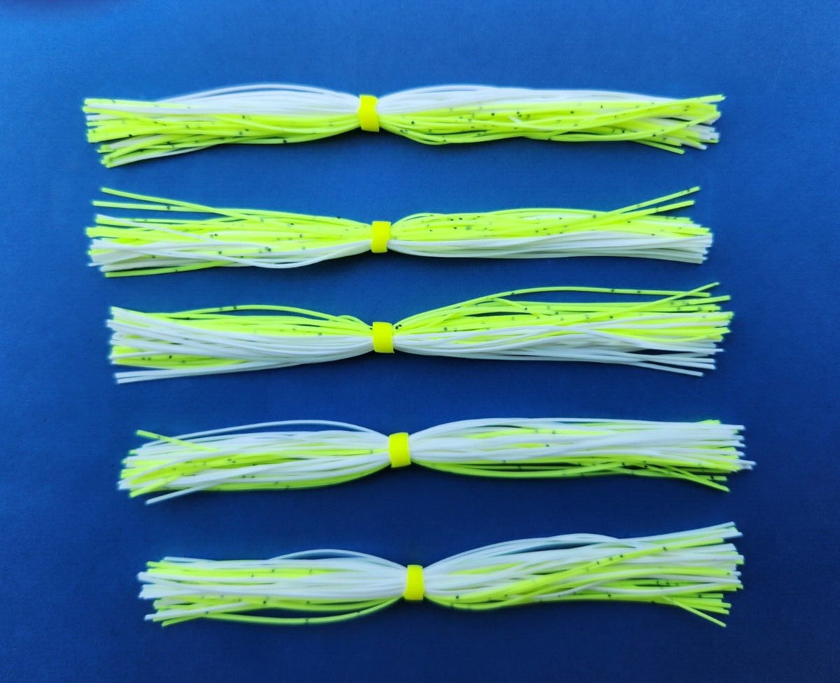 Silicone Fishing Skirt White/Chart Black Flake 5-Inch for Spinnerbaits & Buzzbaits
