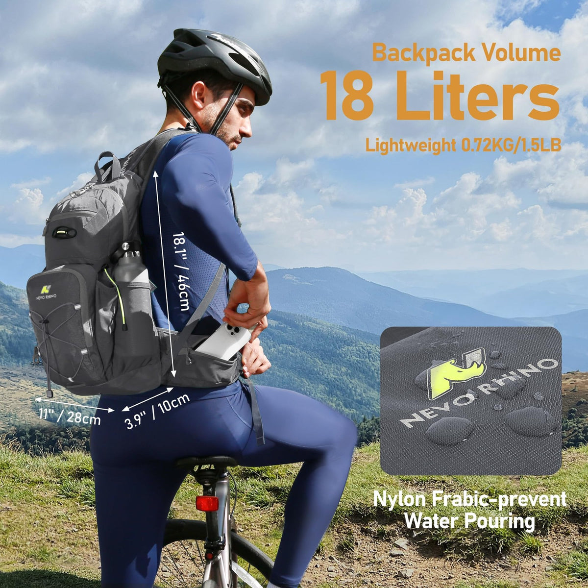 Hydration Backpack with 3L Water Bladder 18L Capacity for Hiking and Outdoor Activities