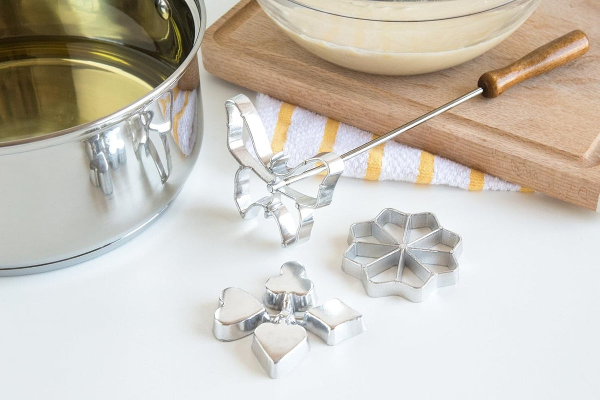 4-Piece Rosette Iron Set for Scandinavian Cookie Baking - Cake & Pastry Tools