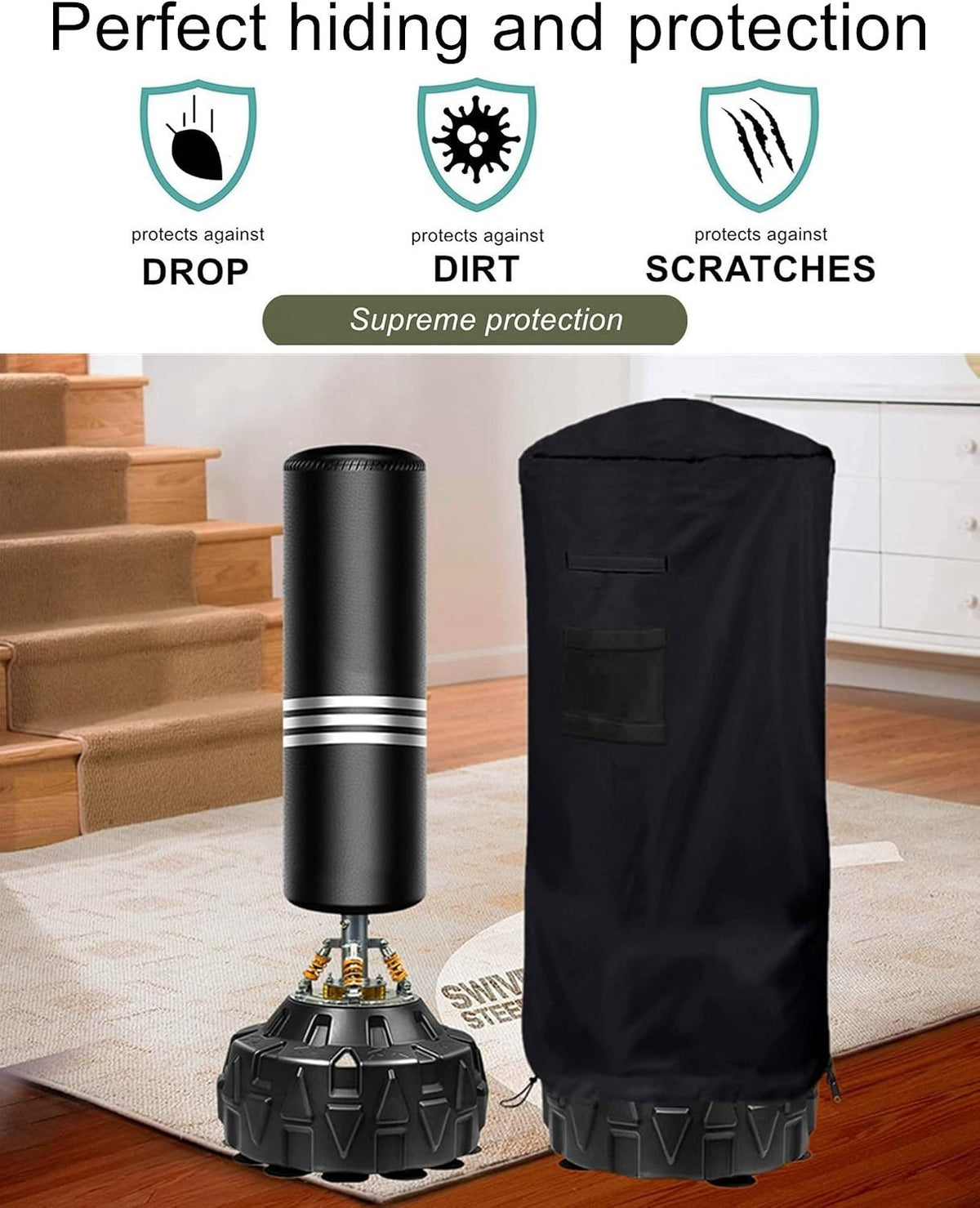 Waterproof Boxing Bag Cover Up to 58.2 Inches Tall with Adjustable Drawstrings