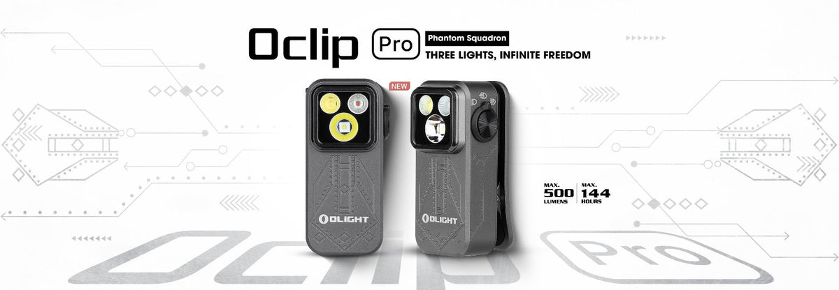 Olight Oclip Pro Flashlight with Flood, Spot, and Red Light - 500 Lumens