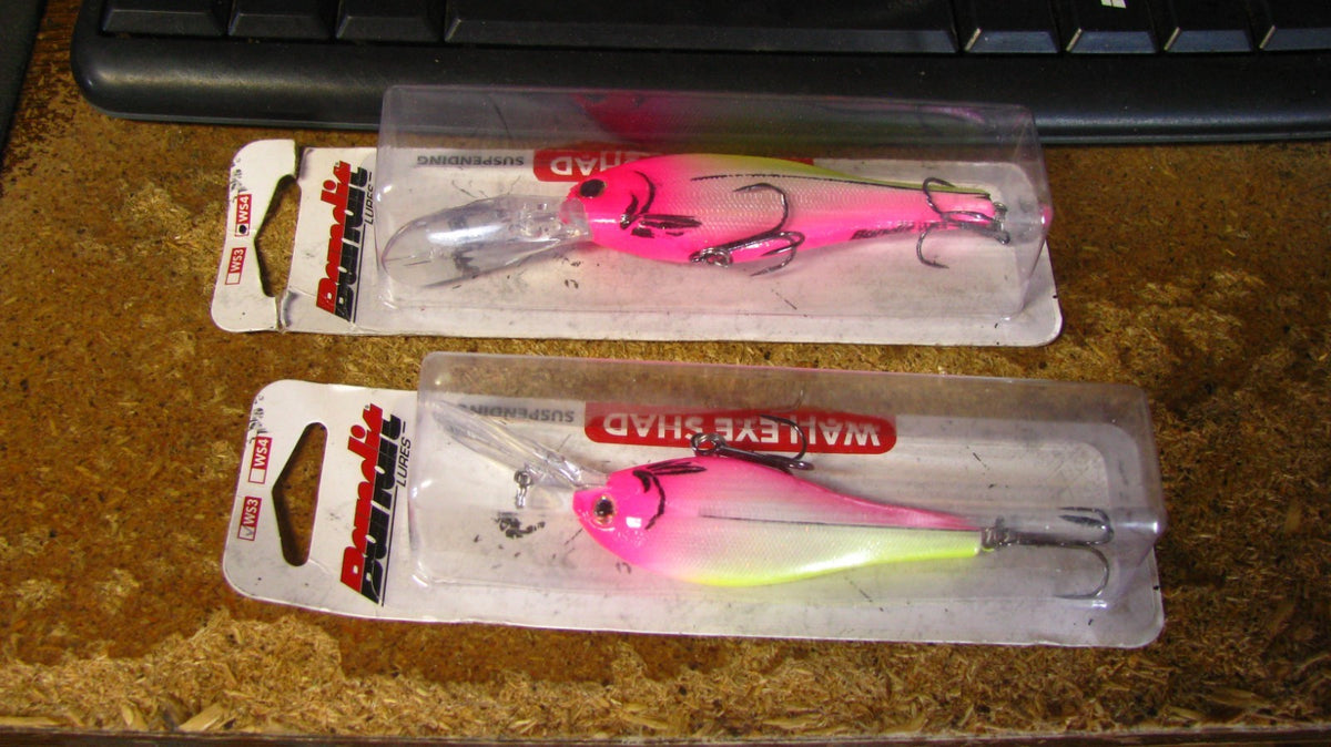 Walleye Shad Crankbaits Set - 2 Sizes, Pink & Chartreuse Colors for Fishing