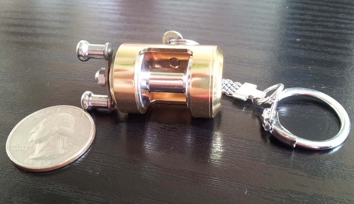 Miniature Fishing Reel Keychain - Real Moving Parts Novelty Gift Charm