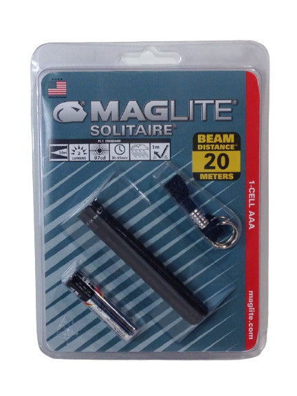 Maglite Solitaire Incandescent 1-Cell AAA Flashlight Black Compact Portable Torch