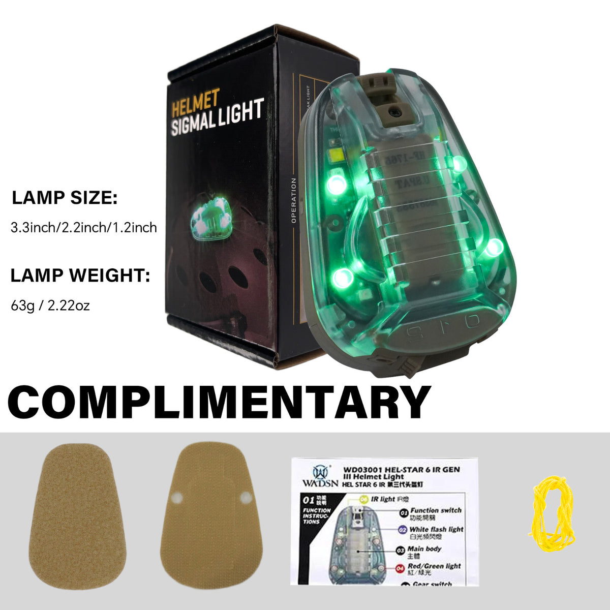 Tactical Helmet Signal Light with IR and Flashing Modes for Military Outdoor Use