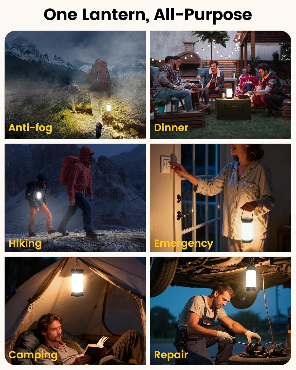 Rechargeable Camping Lantern 135 LEDs, 200H Brightness, USB-C