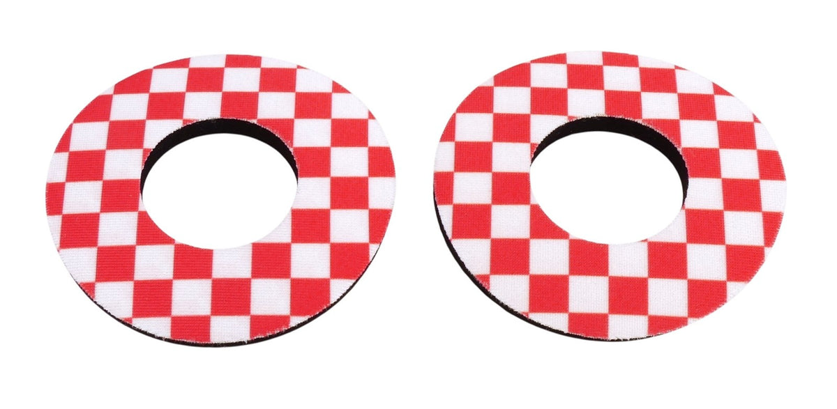 Bicycle Handlebar Grips Foam Donuts Checkerboard Red White Pair