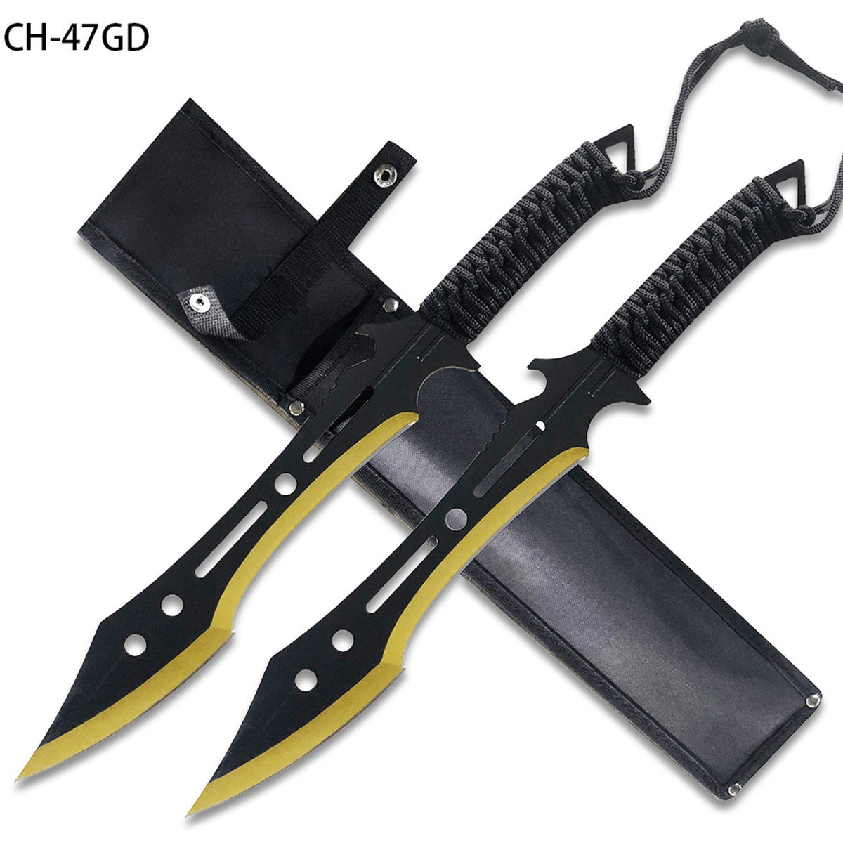 Full Tang Gold Ninja Sword Set Twin Samurai Weapons 18 Inch