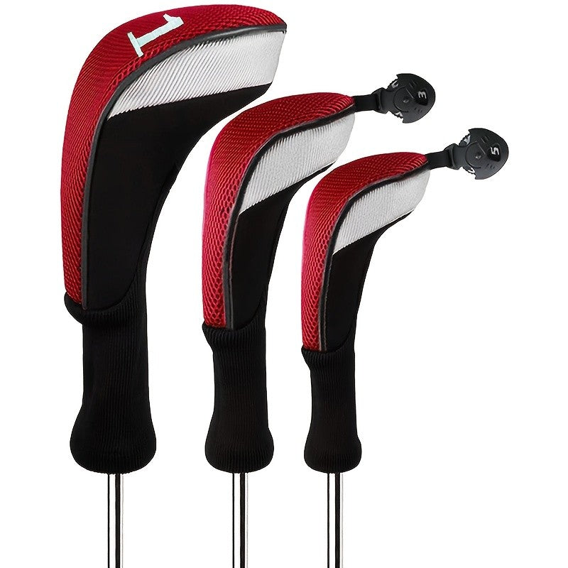 Golf Club Head Covers Set for Woods Hybrids & Drivers - 3 Pack
