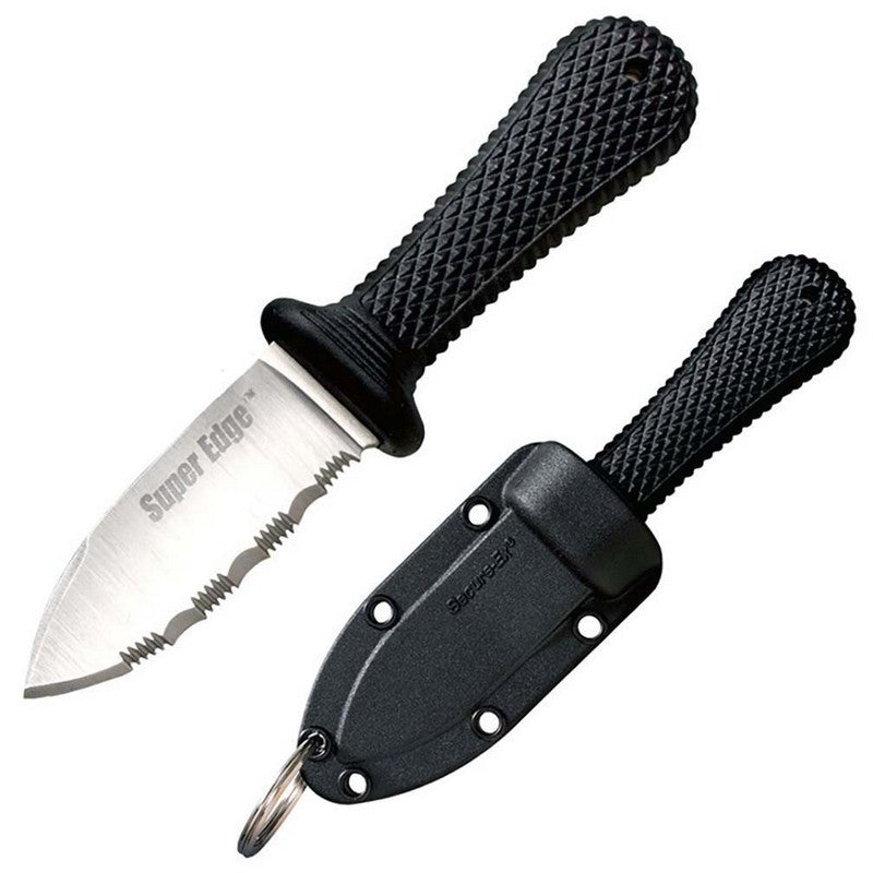 Fixed Blade Neck Knife with Serrated 2-Inch AUS8 Steel Blade, Black Kray-Ex Handle