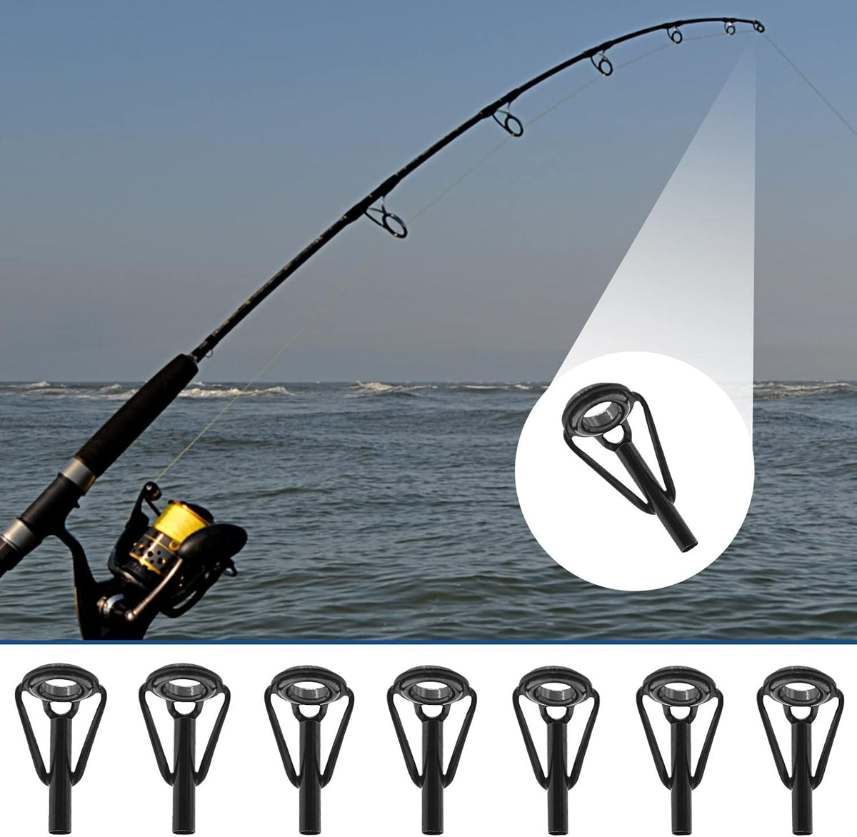 Fishing Rod Tip Repair Kit with Stainless Steel & Ceramic Guides - Multi Size