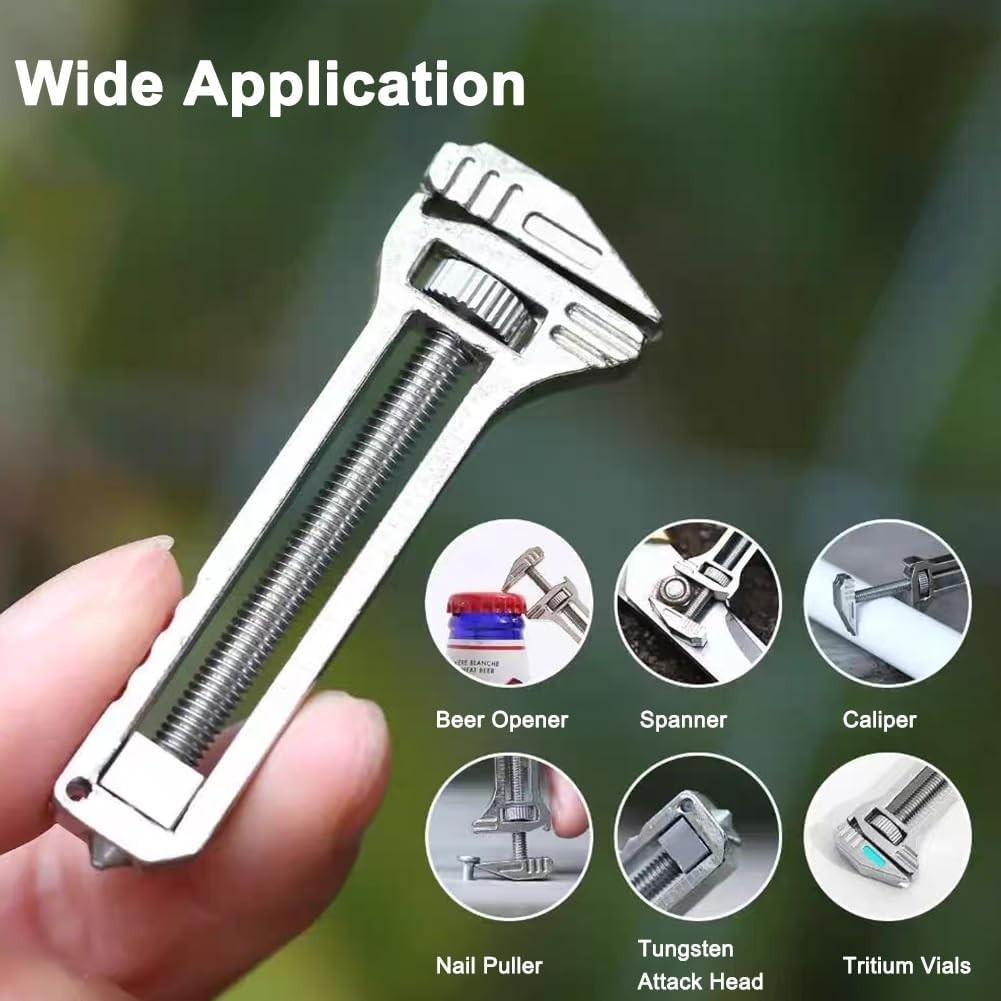 Mini Titanium Multi-Tool Keychain Wrench & Bottle Opener - 2 Pack