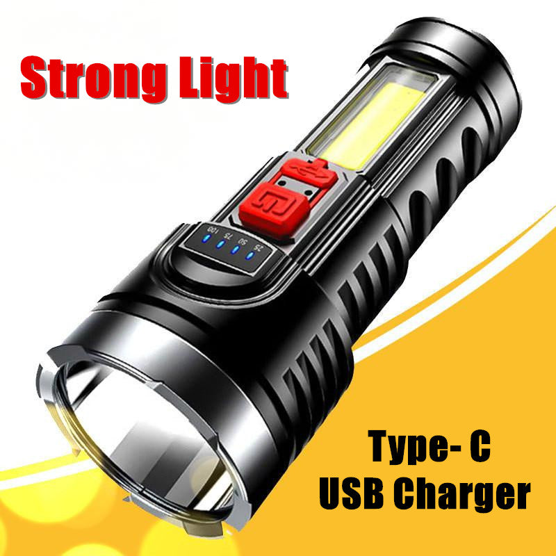 Rechargeable LED Tactical Flashlight with 4 Modes, Waterproof, 1200mAh Battery
