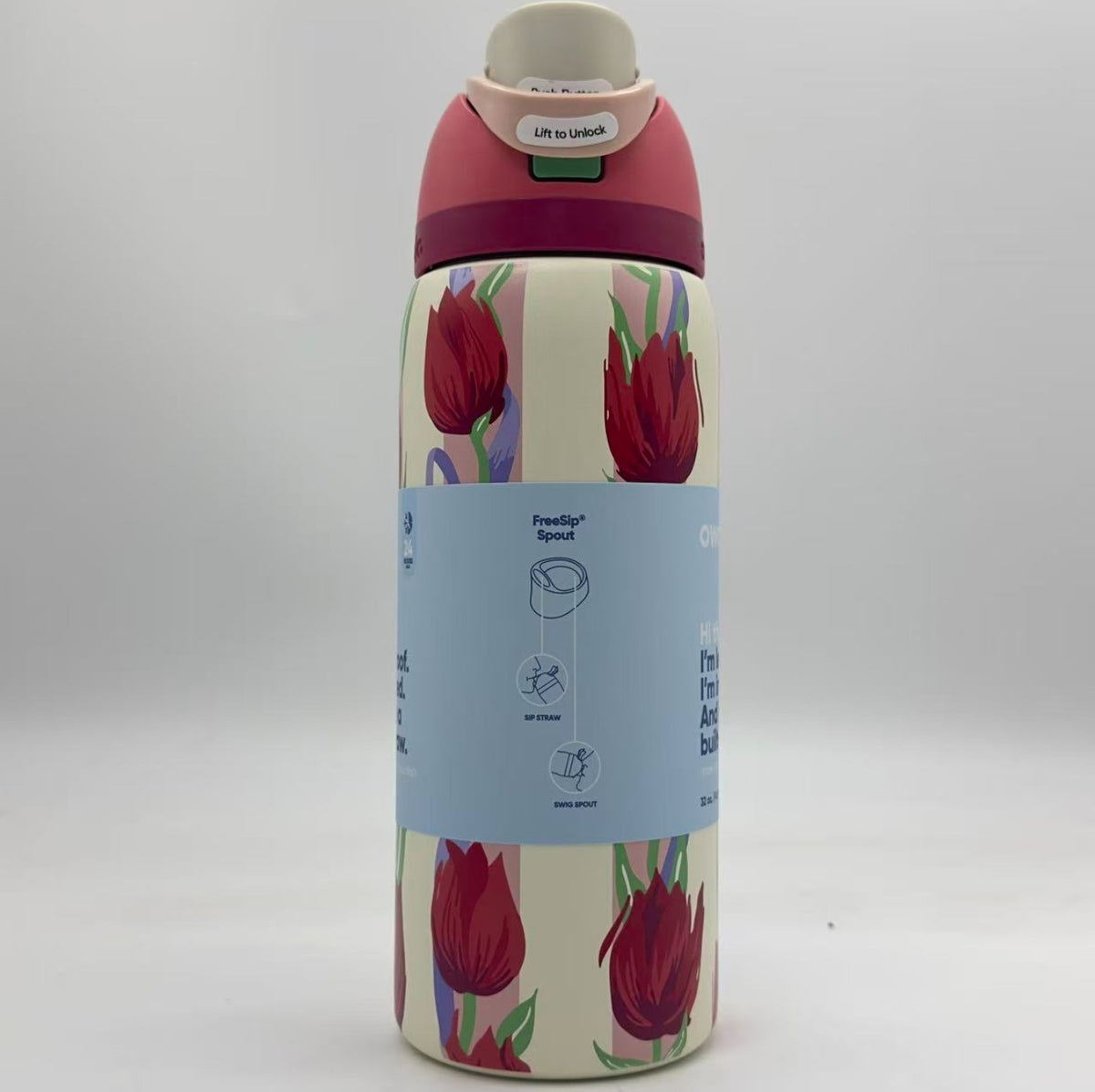 32 oz Insulated Stainless Steel Water Bottle with Leak-Proof Lid and FreeSip Spout
