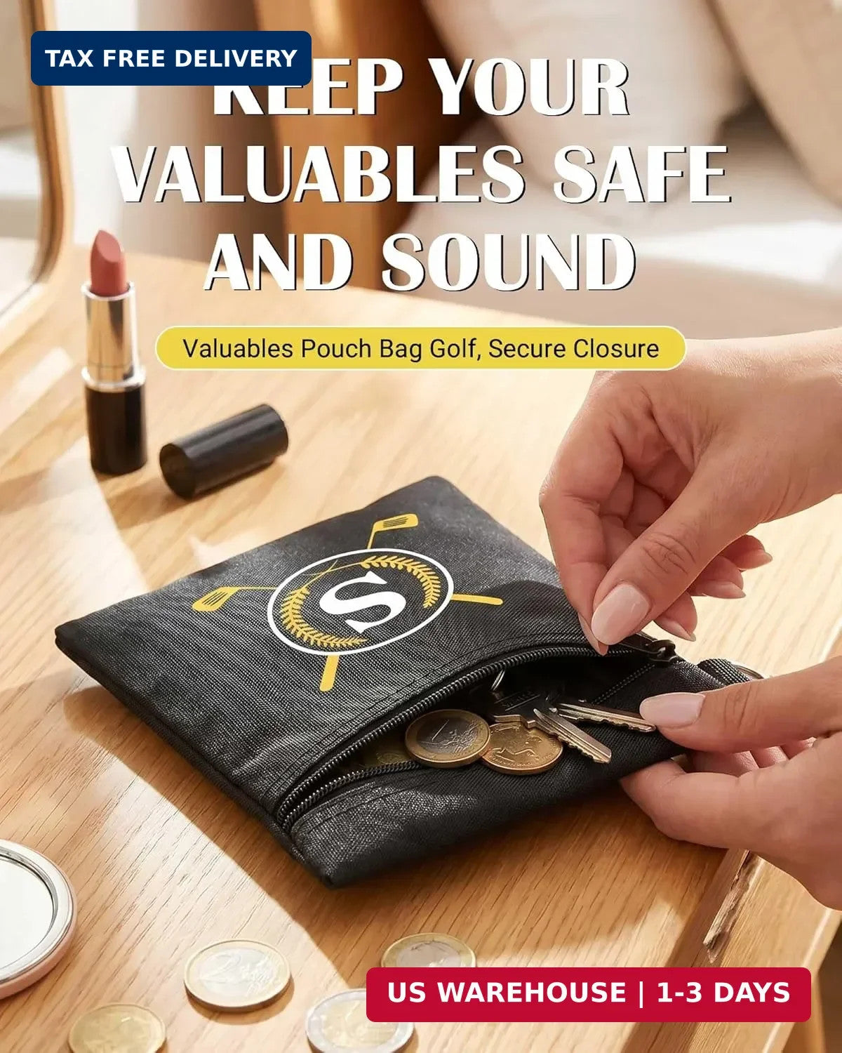 Personalized Golf Tee Bag Pouch with Initial Waterproof Golf Accessory