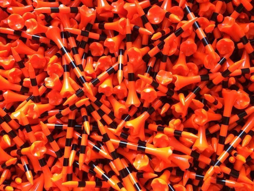 Golf Tees 2.75 Inch Pride Evolution Performance PTS Orange Black Striped Bulk Set