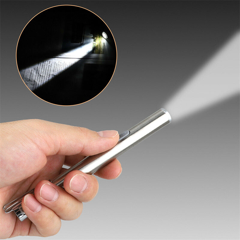 USB Rechargeable Mini LED Flashlight Stainless Steel Pen Light 1000 Lumens Pack