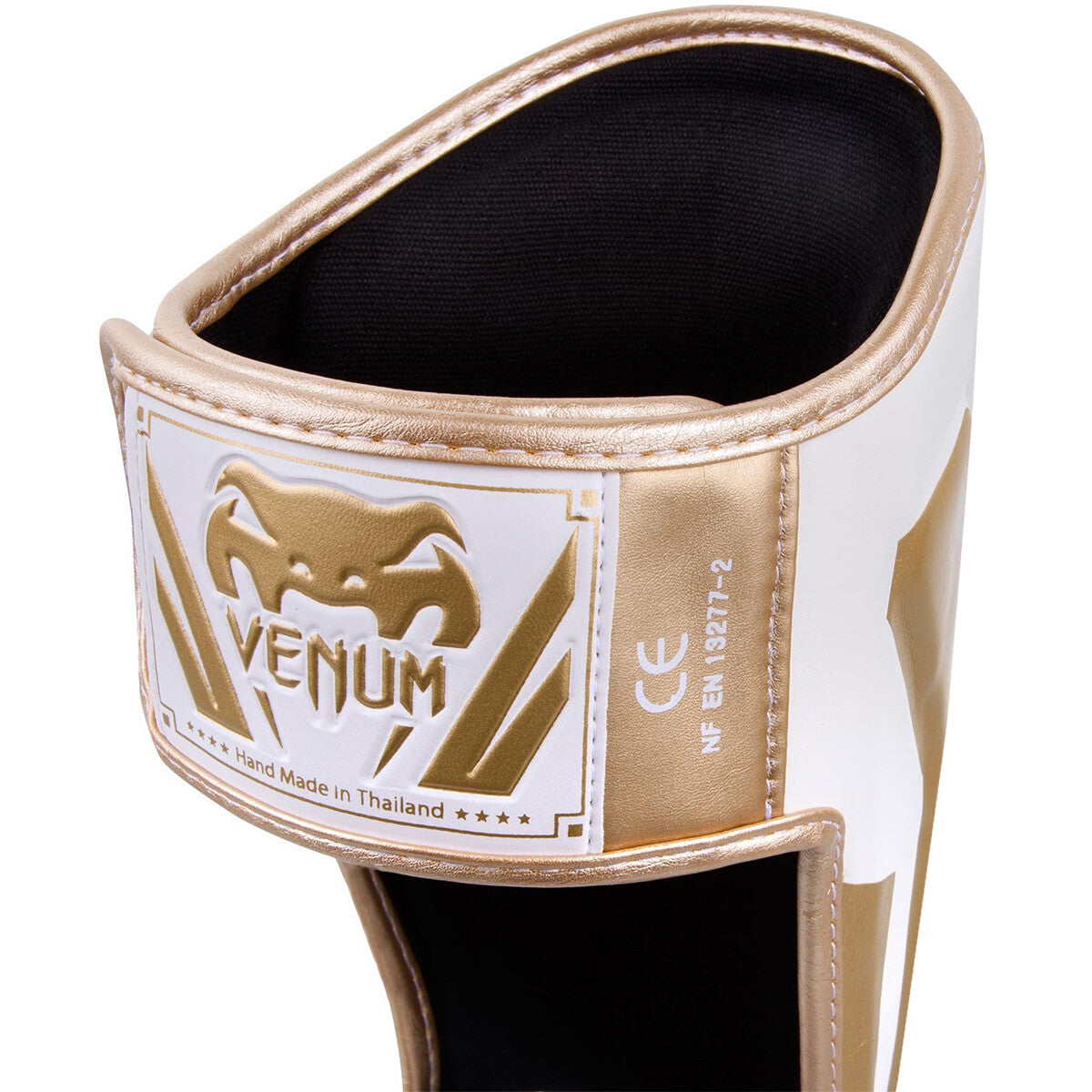 Lightweight Shin Guards with Hook and Loop Closure - White Gold, Multiple Sizes
