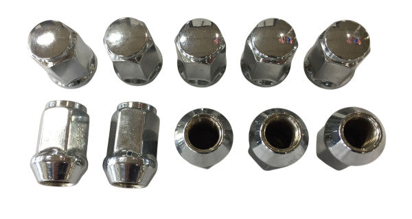 Chrome Acorn Lug Nuts Set of 10 - 3/4 Inch Hex for Vehicle Wheels