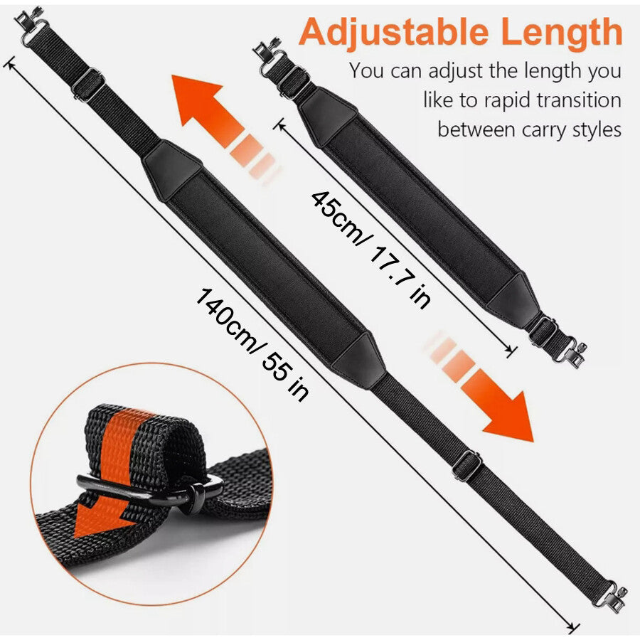 Camouflage Rifle Sling with Swivels & Padded Shoulder Strap