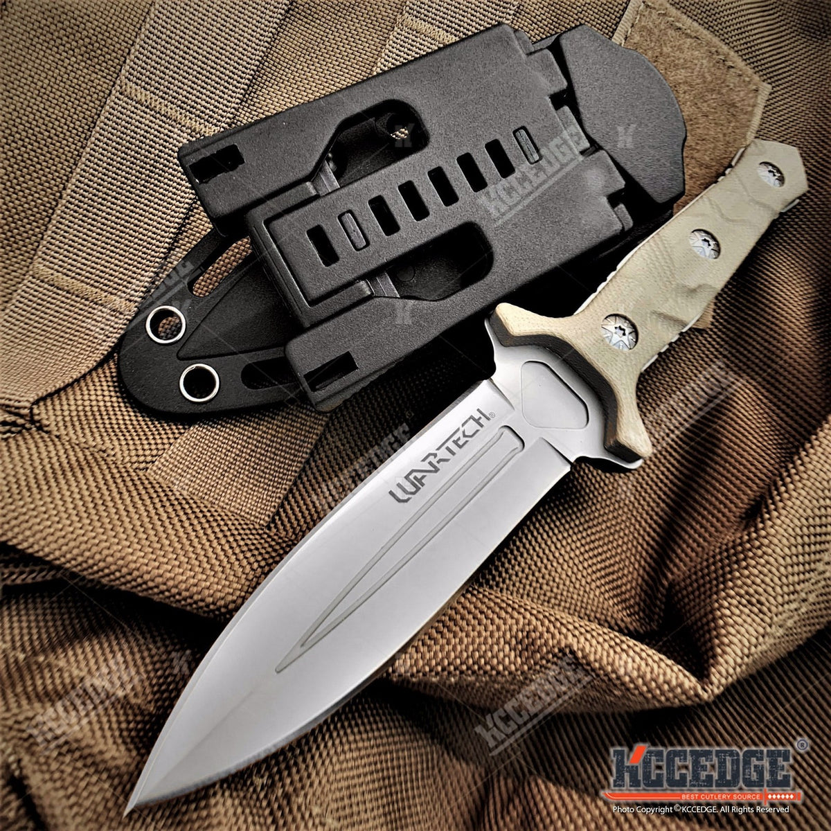 8-Inch Tactical Fixed Blade Knife with G10 Handle and Molle Kydex Sheath