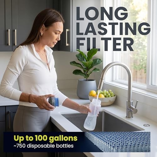 Advanced Water Filter Bottle 33.8oz with Charcoal Purifier for Travel & Hiking