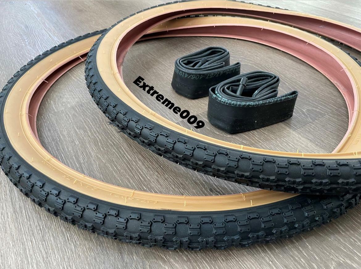24-Inch BMX Bicycle Tires & Tubes - Black Gumwall MX3, 1.75 Size