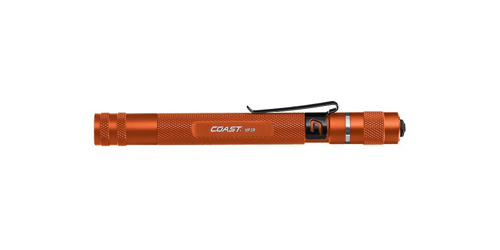 LED USB Rechargeable Penlight 500 Lumens with Twist Focus Orange