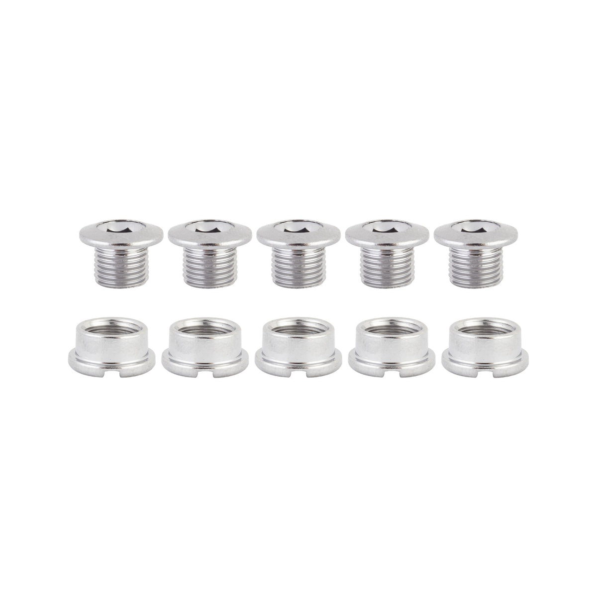 Steel Single-Ring Bicycle Chainring Bolts Set M8x6mm Chrome Finish