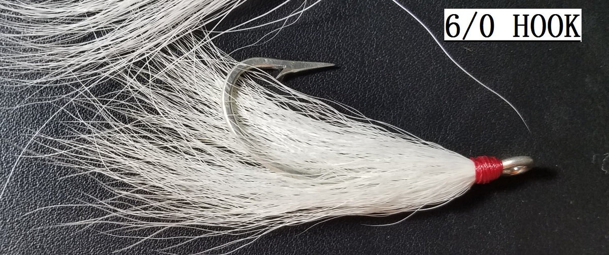 Fishing Bucktail Teaser Hooks Assortment – 5/0 & 6/0 Mustad Tied Hooks for Lures