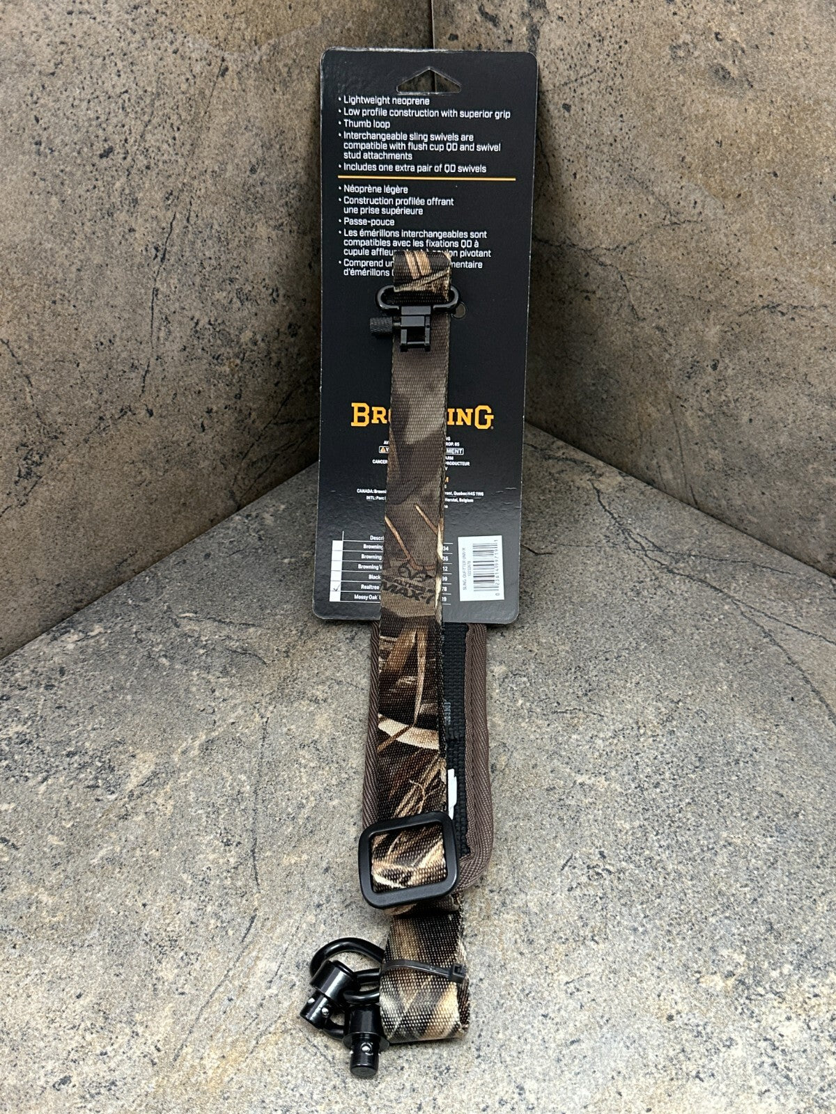 Browning Universal Rifle Sling with Metal Swivels - Adjustable, Padded Neoprene