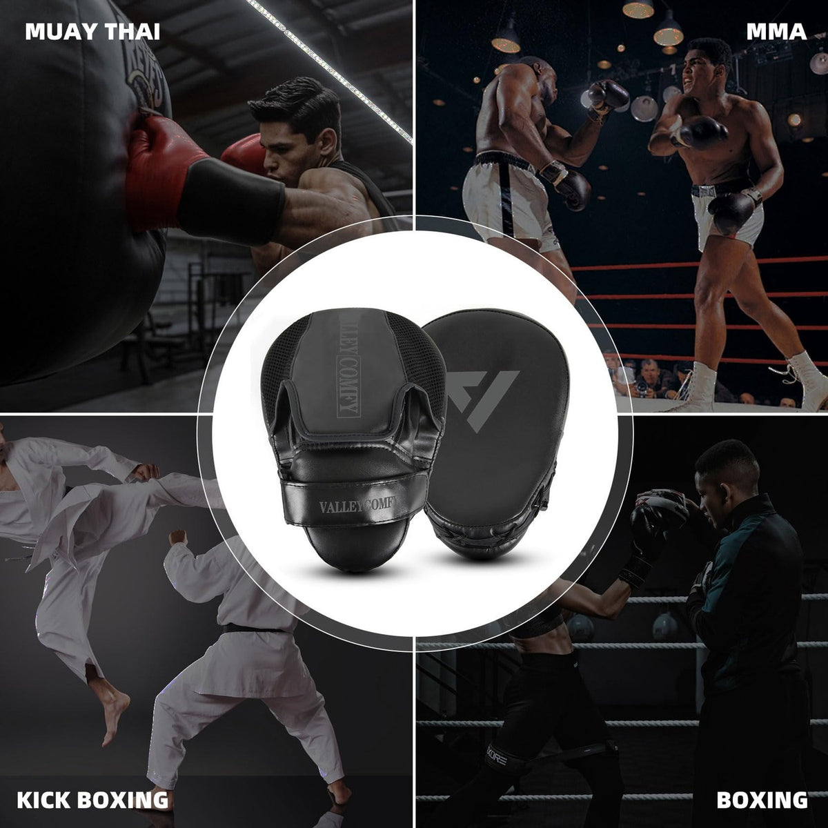 Boxing Punching Mitts for Training - Durable Faux Leather & Shock Absorption