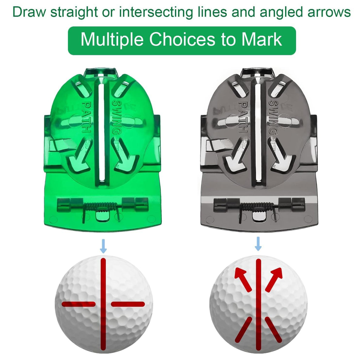 Golf Ball Marker Line Liner Alignment Tool 2-Pack - Drawing & Marking