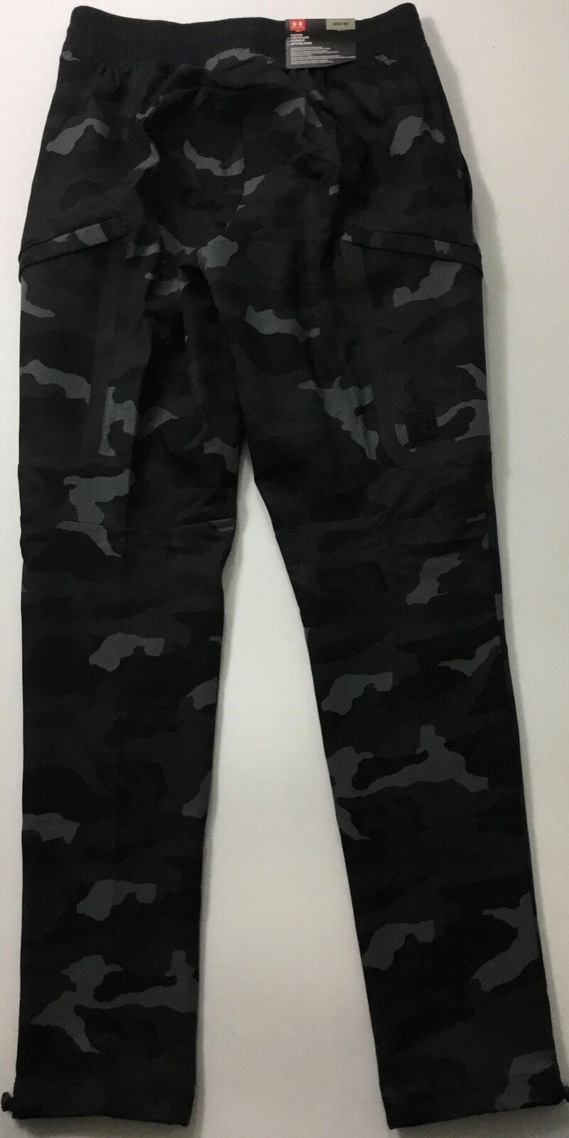 Men's 32-Inch Water-Resistant Cargo Pants with Stretch-Woven Fabric - Black Camo, Size M